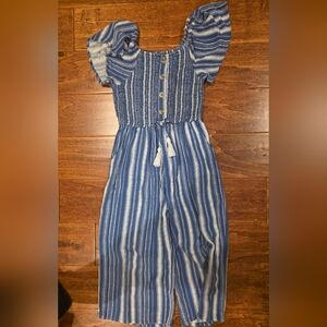 Japna Blue and White Striped Kids One Piece